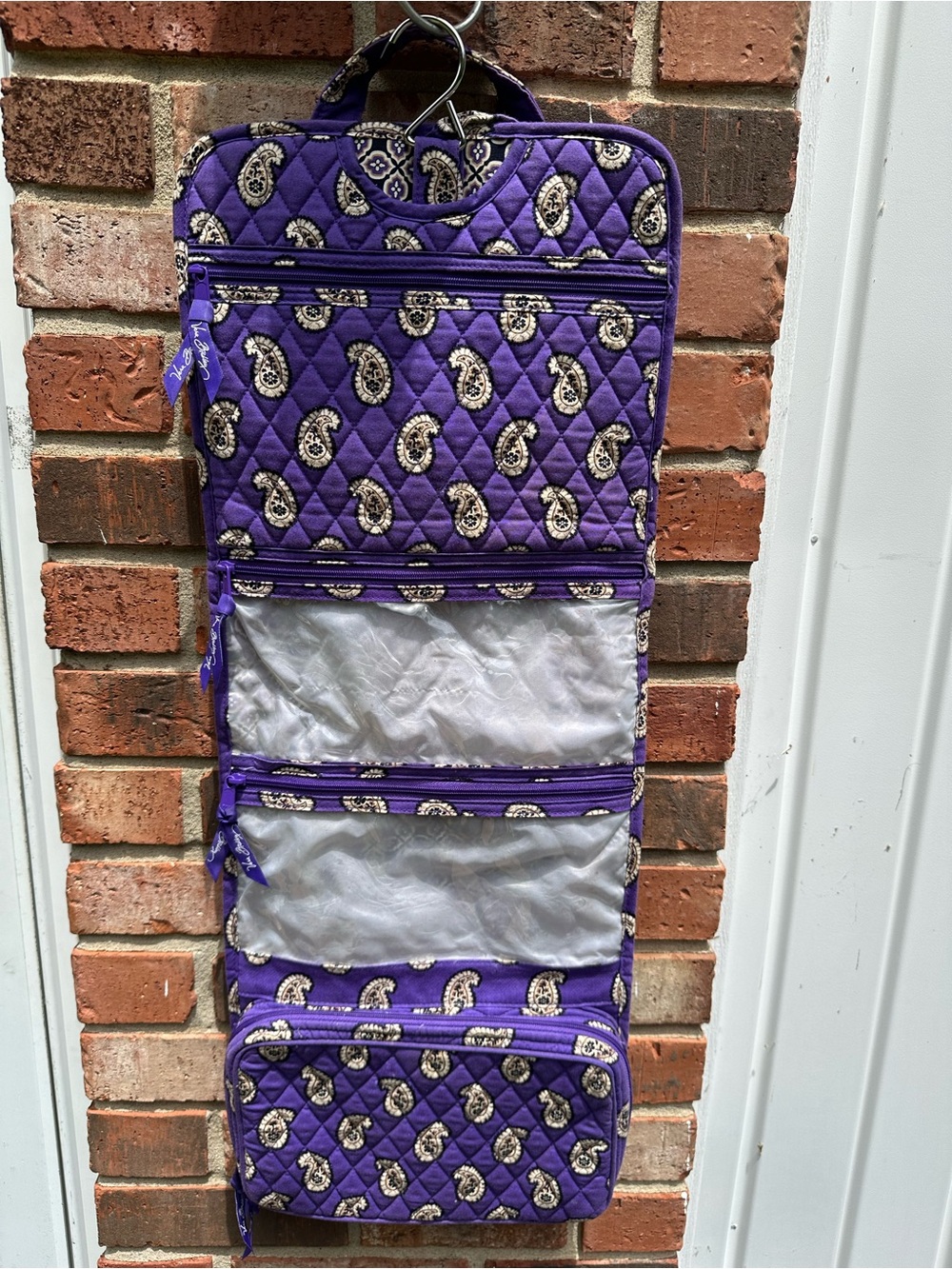 Vera Bradley Simply Violet Hanging Travel Organizer Quilted Hanging Hook